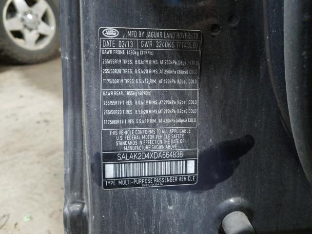 2013 LAND ROVER LR4 HSE LU SALAK2D4XDA664838