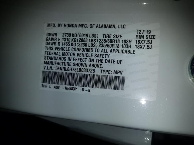 2020 HONDA ODYSSEY EX 5FNRL6H78LB033725