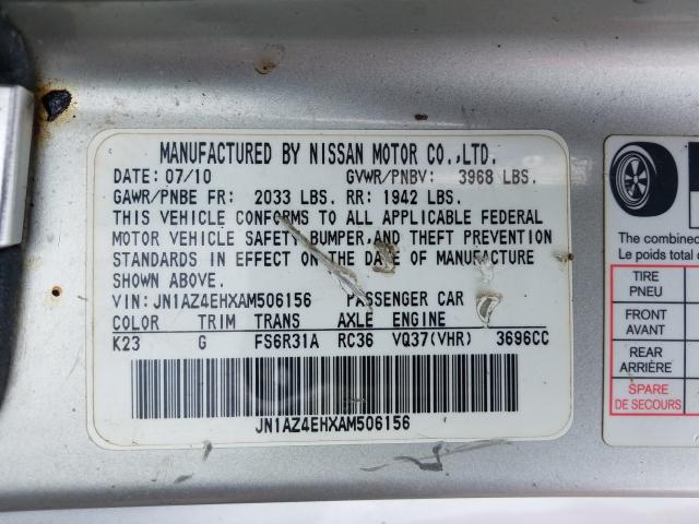 2010 NISSAN 370Z JN1AZ4EHXAM506156