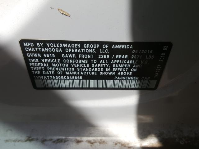 2016 VOLKSWAGEN PASSAT 1VWAT7A30GC048665