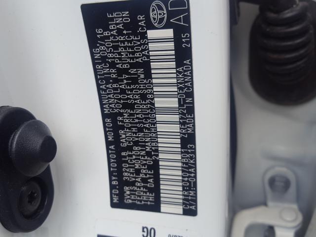 2016 TOYOTA COROLLA L 2T1BURHE0GC728905