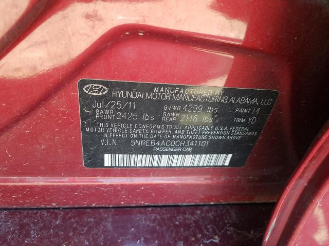 2012 HYUNDAI SONATA GLS 5NPEB4AC0CH341101