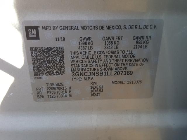 2020 CHEVROLET TRAX LS 3GNCJNSB1LL207369