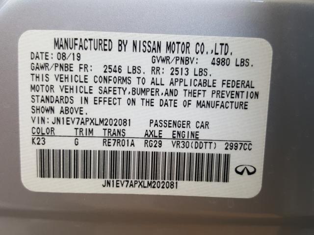 2020 INFINITI Q50 PURE JN1EV7APXLM202081