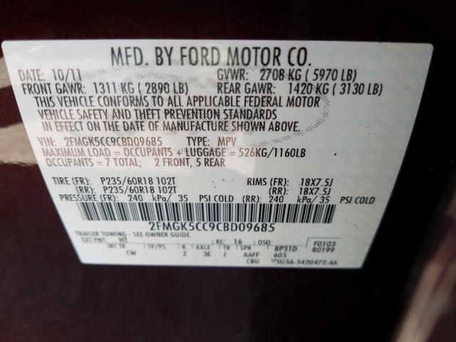 2012 FORD FLEX SEL 2FMGK5CC9CBD09685
