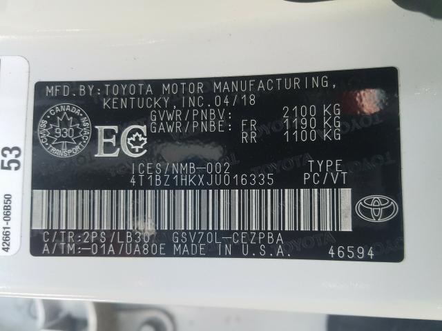 4T1BZ1HKXJU016335 Toyota Camry Xse 2018. Фото: 9