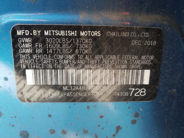 2019 MITSUBISHI MIRAGE SE ML32A4HJ4KH005980