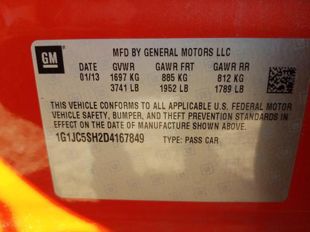 2013 CHEVROLET SONIC LT 1G1JC5SH2D4167849
