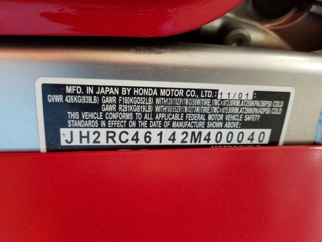 2002 HONDA VFR800 JH2RC46142M400040