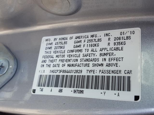 2010 HONDA ACCORD EXL 1HGCP3F89AA012829