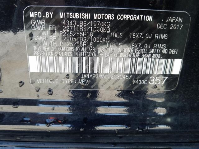 2018 MITSUBISHI OUTLANDER JA4AP3AW0JZ032457
