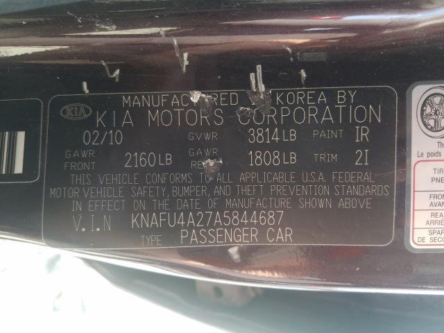 2010 KIA FORTE EX KNAFU4A27A5844687