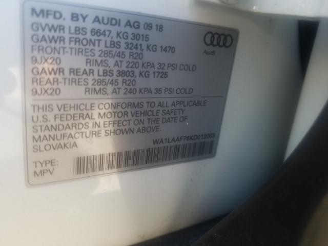 VIN WA1LAAF76KD012003 2019 Audi Q7, Premium Plus no.10