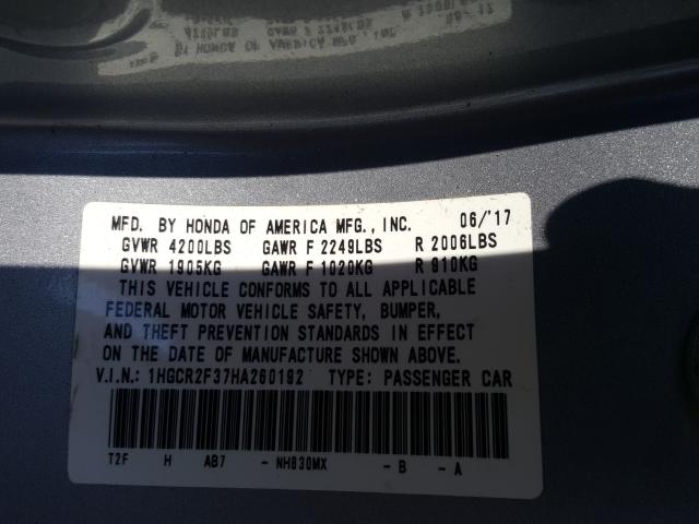 2017 HONDA ACCORD 1HGCR2F37HA260192