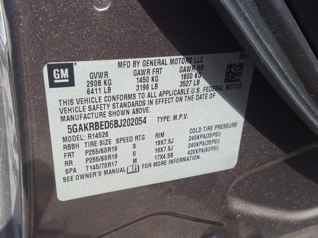 2011 BUICK ENCLAVE CX 5GAKRBED6BJ202054