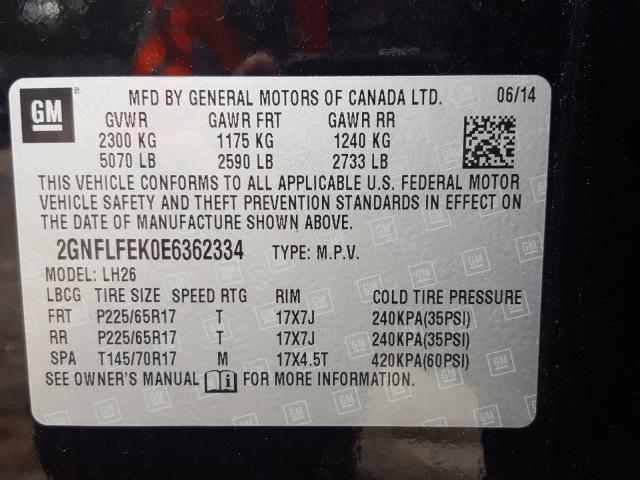 2014 CHEVROLET EQUINOX LT 2GNFLFEK0E6362334