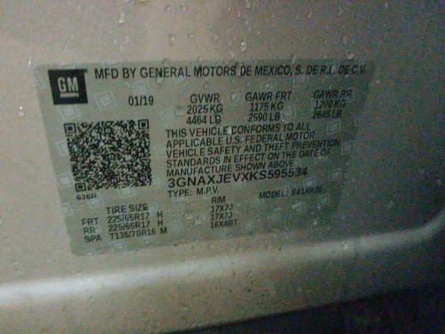 2019 CHEVROLET EQUINOX LT 3GNAXJEVXKS595534