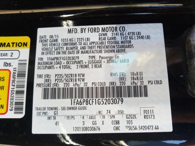 2016 FORD MUSTANG GT 1FA6P8CF1G5203079