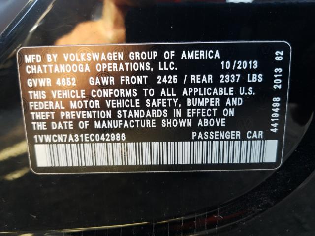 2014 VOLKSWAGEN PASSAT SEL 1VWCN7A31EC042986