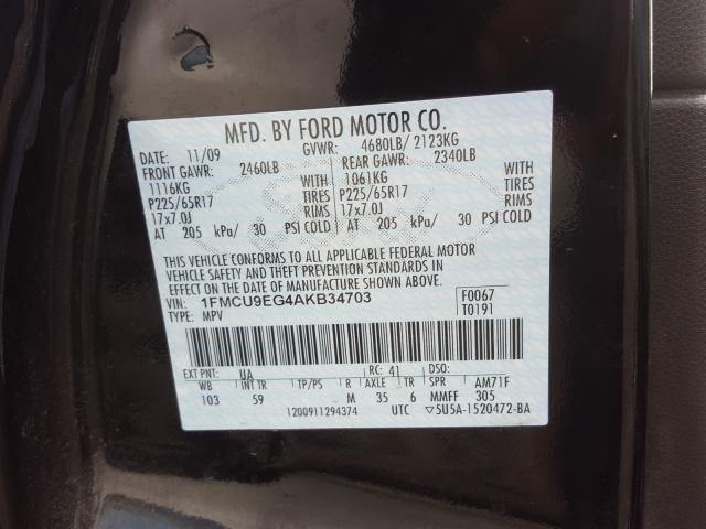 2010 FORD ESCAPE LIM 1FMCU9EG4AKB34703