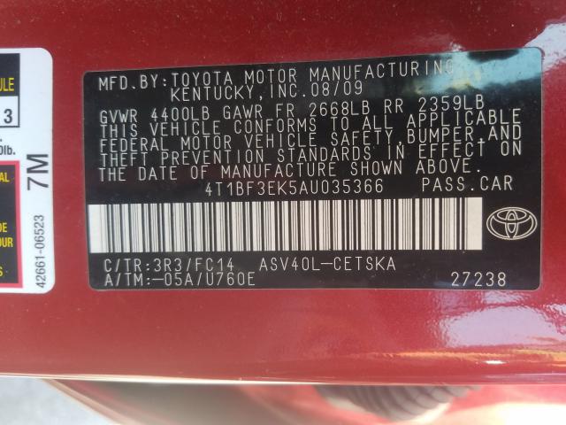 2010 TOYOTA CAMRY BASE 4T1BF3EK5AU035366