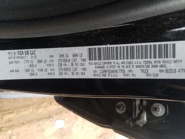 2019 RAM 1500 BIG H 1C6RRFBGXKN917793