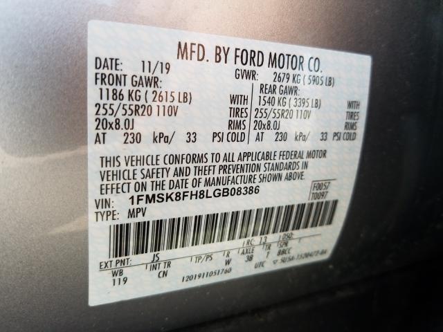 2020 FORD EXPLORER L 1FMSK8FH8LGB08386