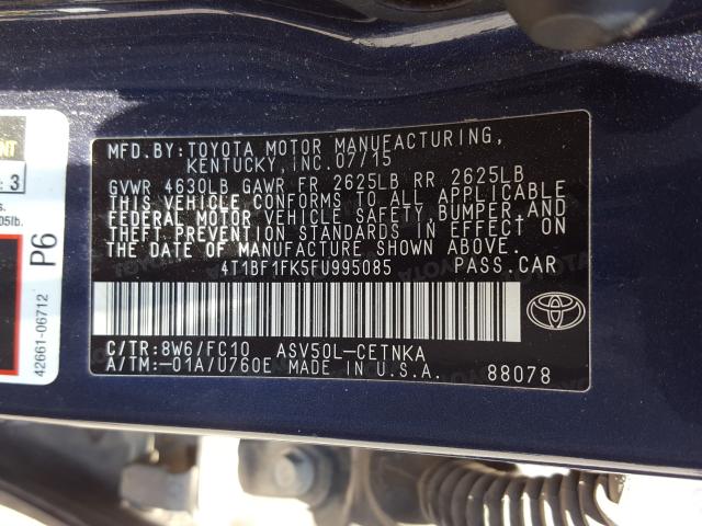 2015 TOYOTA CAMRY LE 4T1BF1FK5FU995085
