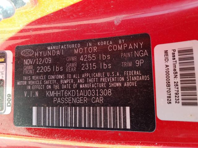 2010 HYUNDAI GENESIS CO KMHHT6KD1AU031308