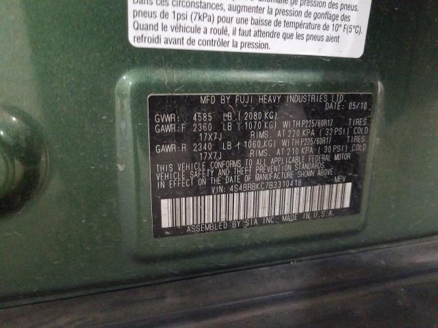 2011 SUBARU OUTBACK 2. 4S4BRBKC7B3310418