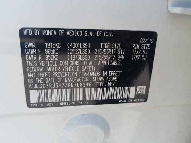 2019 HONDA HR-V EXL 3CZRU5H73KM708246