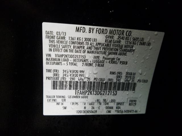 2013 FORD TAURUS SHO 1FAHP2KT3DG212153