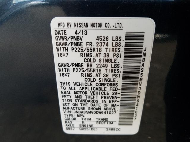 VIN WVWBP7AN3DE546095 2013 NISSAN ROGUE S no.10