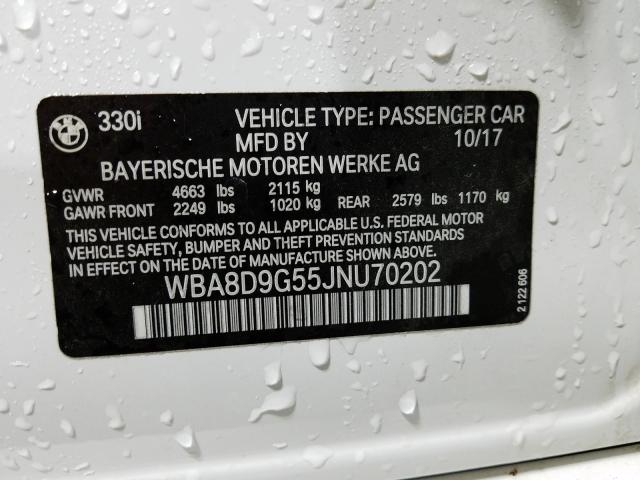 2018 BMW 330 XI WBA8D9G55JNU70202