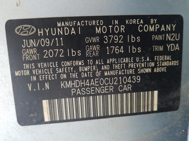 2012 HYUNDAI ELANTRA GL KMHDH4AE0CU210439
