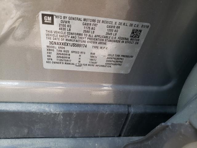 2018 CHEVROLET EQUINOX LT 3GNAXKEX1JS589174