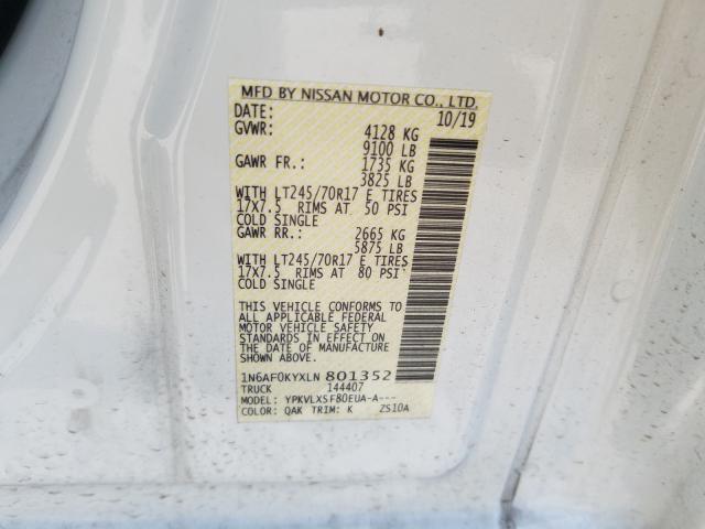 2020 NISSAN NV 2500 SV 1N6AF0KYXLN801352