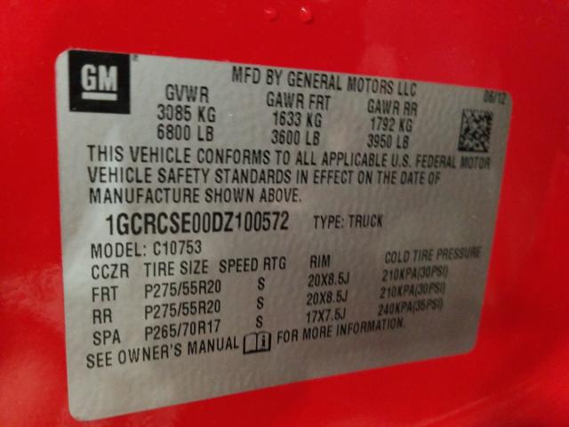 1GCRCSE00DZ100572 Chevrolet Silverado 2013. Фото: 9