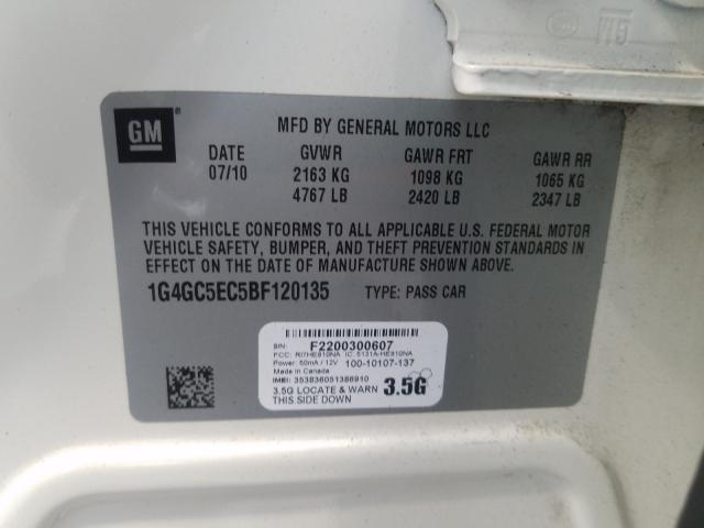 2011 BUICK LACROSSE C 1G4GC5EC5BF120135
