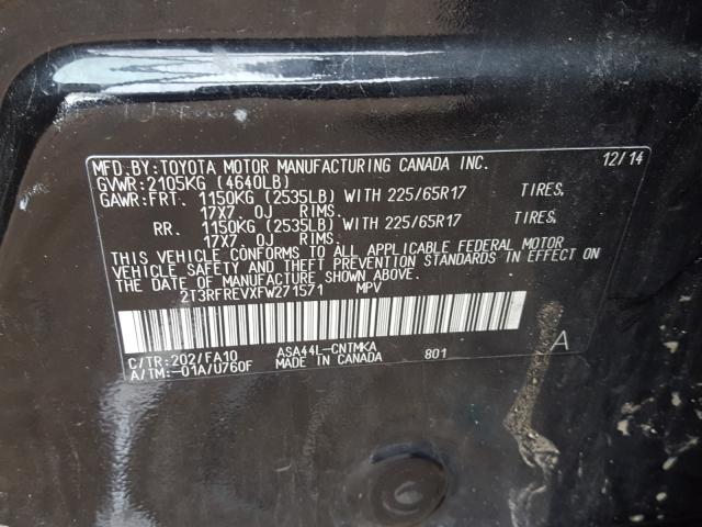 2015 TOYOTA RAV4 XLE 2T3RFREVXFW271571