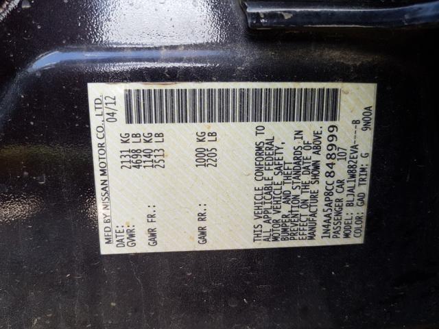 2012 NISSAN MAXIMA S 1N4AA5AP8CC848999