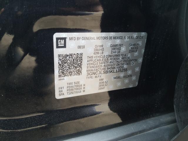 2019 CHEVROLET TRAX 1LT 3GNCJLSB5KL135255