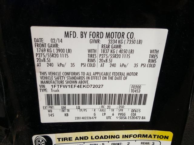2014 FORD F150 SUPER 1FTFW1EF4EKD72027