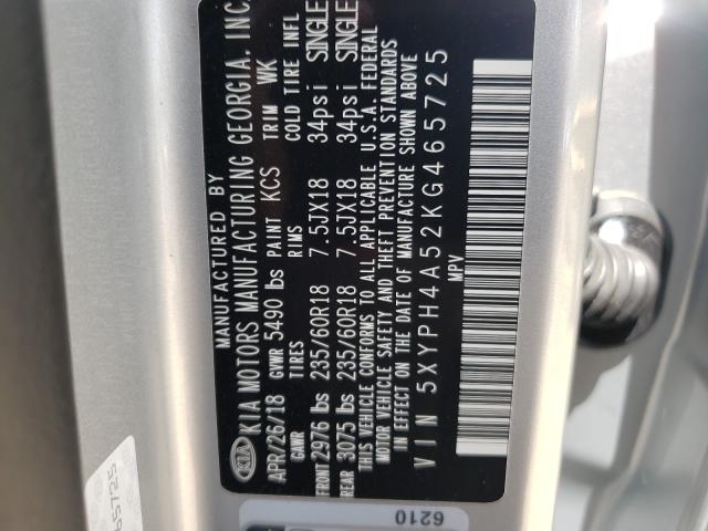 2019 KIA SORENTO 5XYPH4A52KG465725