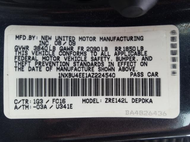 2010 TOYOTA COROLLA BA 1NXBU4EE1AZ224540