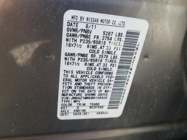 2011 NISSAN MURANO S JN8AZ1MWXBW186908
