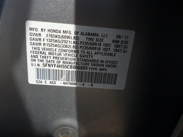 2012 HONDA PILOT EXL 5FNYF4H55CB006889