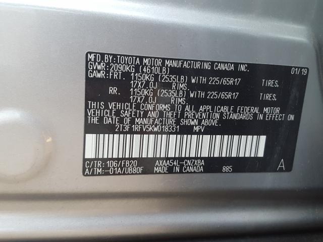 2019 TOYOTA RAV4 LE 2T3F1RFV5KW018331
