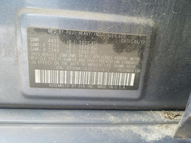 2014 SUBARU LEGACY 2.5 4S3BMCD62E3002612