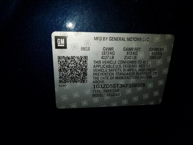 2019 CHEVROLET MALIBU LT 1G1ZD5ST3KF108329